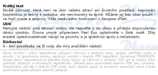 Příbalový leták - FeelEco Na nádobí ovoce a zeleninu 5l