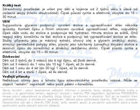Příbalový leták - Glycerínové čípky SANO Pro děti 1 g