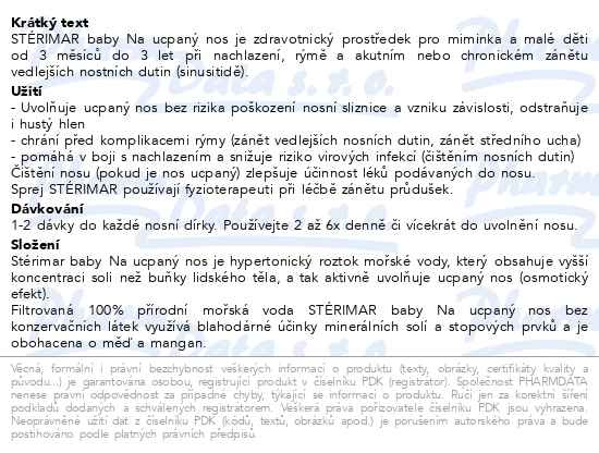 Příbalový leták - Stérimar nosní sprej ucpaný nos baby 50ml