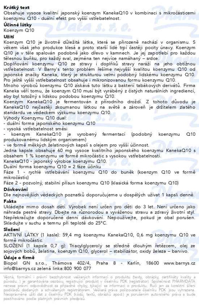 Příbalový leták - Barnys Koenzym Q10Dual limit.edice cps.30+30zdarma