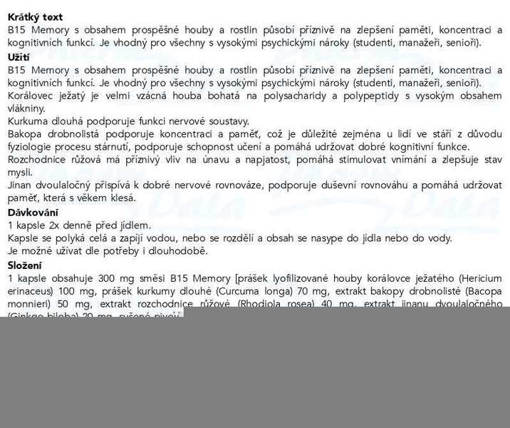 Příbalový leták - TEREZIA B15 Memory cps.60
