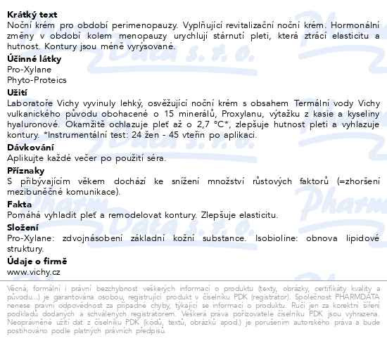 Příbalový leták - VICHY NEOVADIOL menopauza noční krém 50ml
