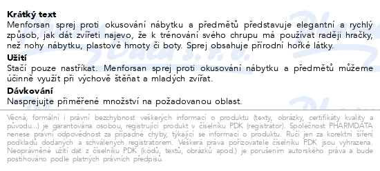 Příbalový leták - Menforsan Sprej proti okusování nábytku pro psy 125ml