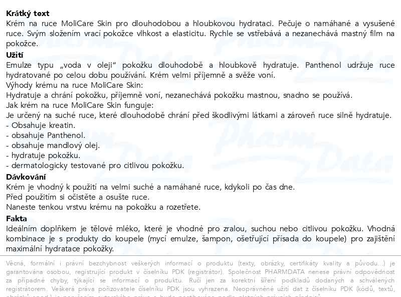 Příbalový leták - MoliCare Skin Krém na ruce 200ml (Menalind)