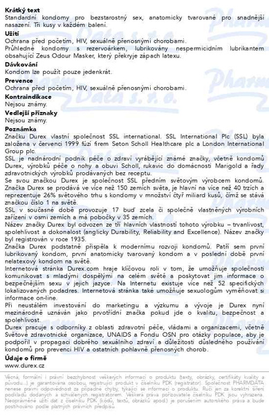 Příbalový leták - Prezervativ DUREX Classic 3ks