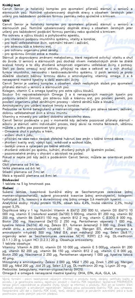 Příbalový leták - Canvit Senior pro psy ochucené tbl.500