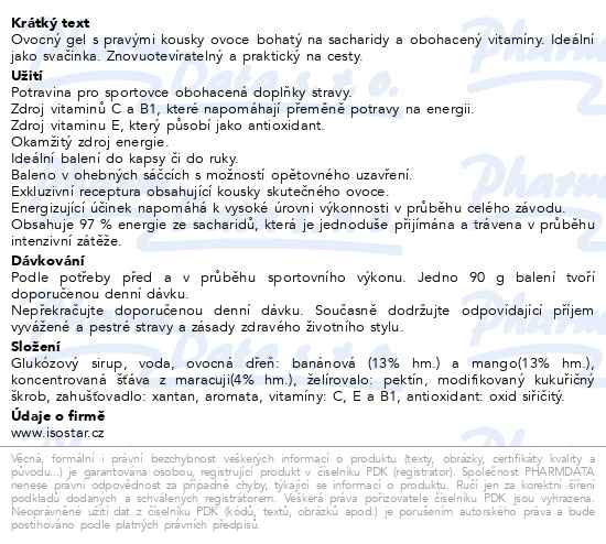 Příbalový leták - ISOSTAR Actifood Fruit Gel Energy exotické ovoce 90g