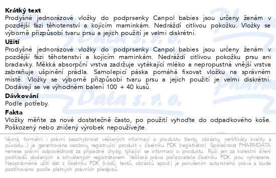 Příbalový leták - Canpol babies Tvarované prodyšné vložky do podprsenky 3D 100+40ks