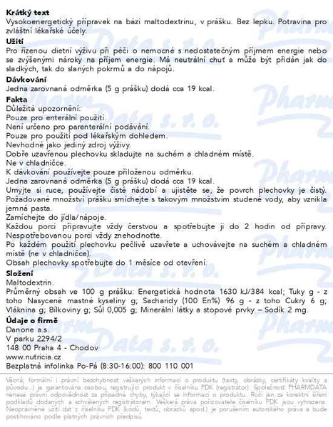 Příbalový leták - Fantomalt 400g