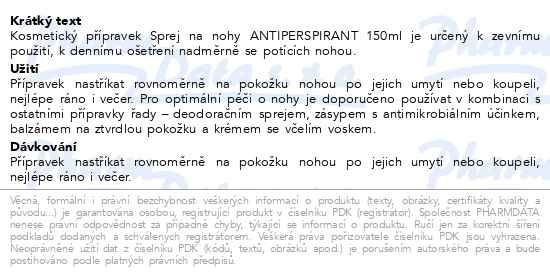 Příbalový leták - svorto 300 Sprej na nohy ANTIPERSPIRANT 150ml