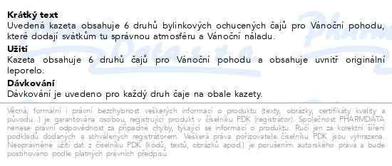 Příbalový leták - LEROS Vánoční bylinková nadílka s leporelem 6x5n.s