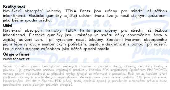 Příbalový leták - TENA Pants Super XL