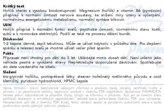 Příbalový leták - MOVit Hořčík B6 Chelát cps.30