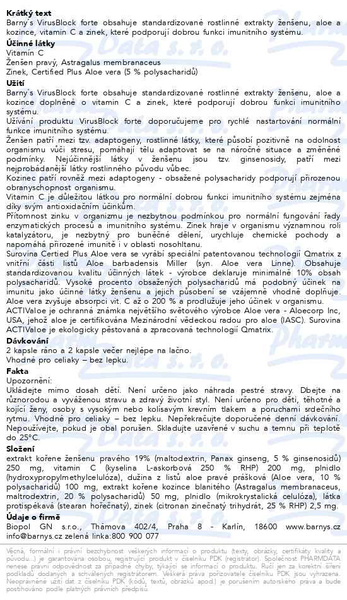 Příbalový leták - Barnys VirusBlock forte cps.20