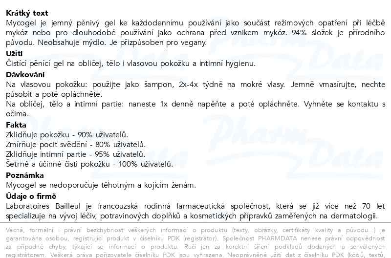 Příbalový leták - Mycogel čisticí gel 150 ml Bailleul