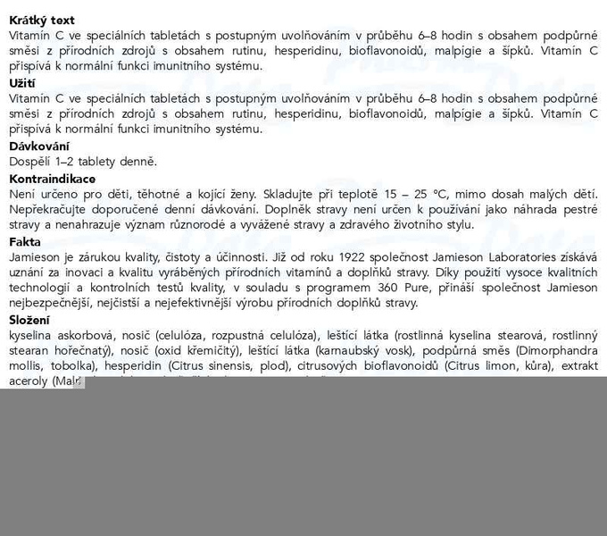 Příbalový leták - JAMIESON Vitamín C 500mg s postupným uvolňováním 100 tbl.