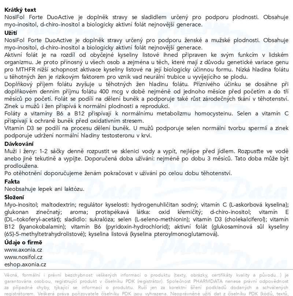 Příbalový leták - NosiFol Forte DuoActive sáčky 30x4g