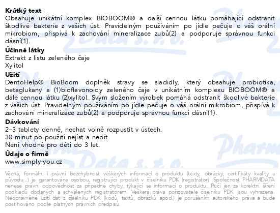 Příbalový leták - DentoHelp BioBoom 60 tbl.