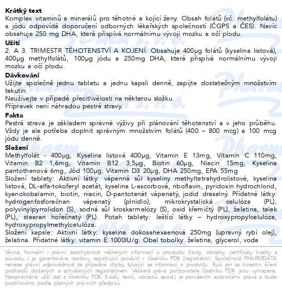 Příbalový leták - Chytré miminko methylfolát 2 s DHA tbl.60+cps.60