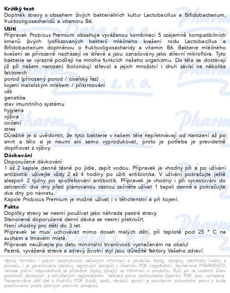 Příbalový leták - Probicus Premium cps.30 Generica