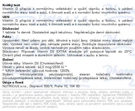 Příbalový leták - Vitamín D3 EXTRA 2500IU tbl.90