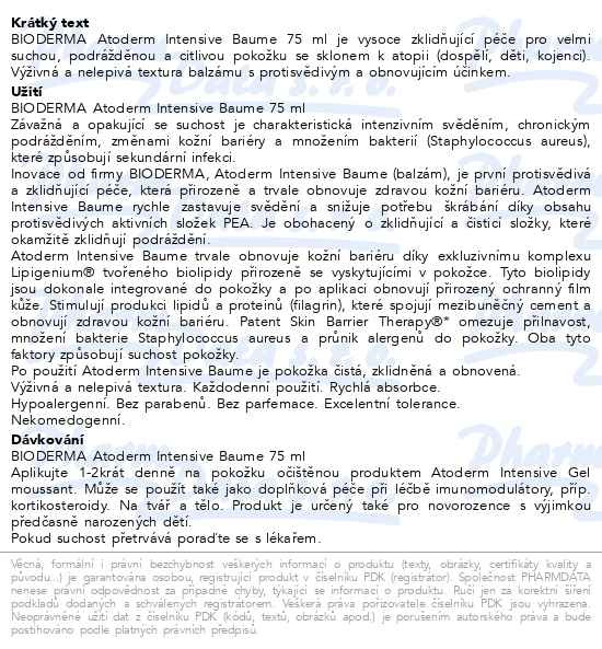 Příbalový leták - BIODERMA Atoderm Intensive Baume 75ml