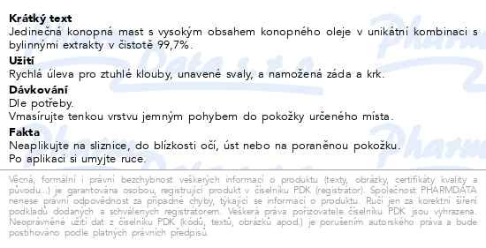 Příbalový leták - Cemio Kamzíkova konopná mast hřejivá 200ml dárek 2023