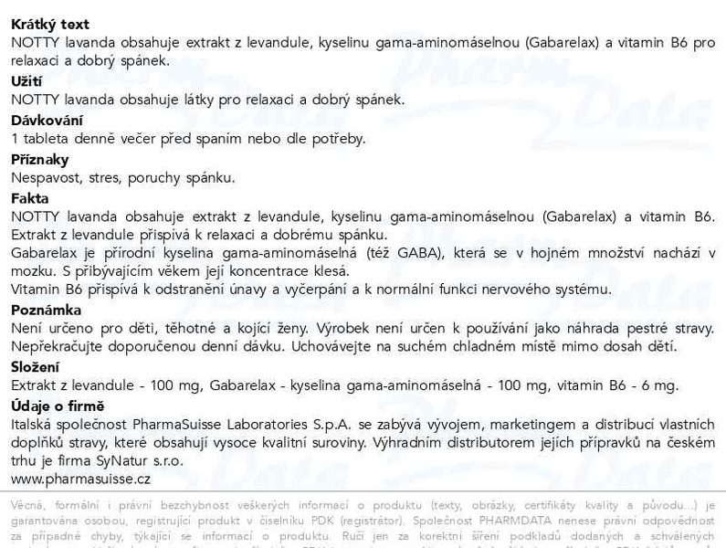 Příbalový leták - NOTTY lavanda PharmaSuisse tbl.30