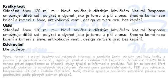 Příbalový leták - Philips AVENT Láhev Natural Response skleněná 120 ml, 0m+