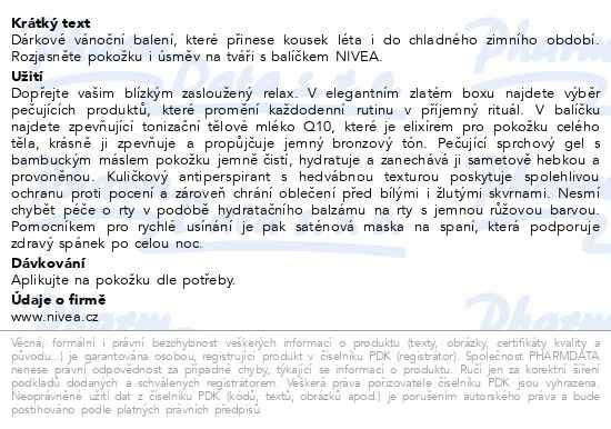 Příbalový leták - NIVEA VB BOX GOLDEN CARE 24