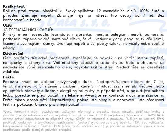 Příbalový leták - PURESSENTIEL Roll-on proti stresu 5ml