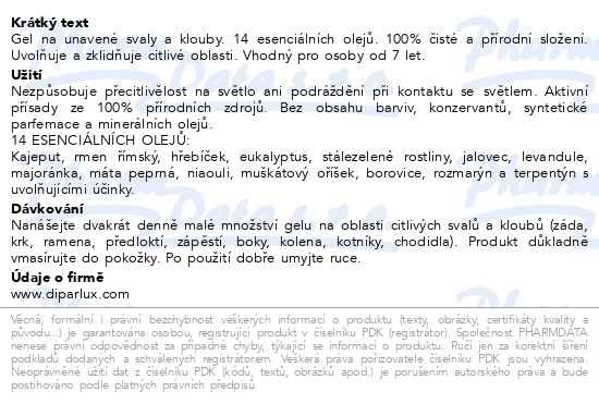 Příbalový leták - PURESSENTIEL Gel na bolavé svaly a klouby 60ml