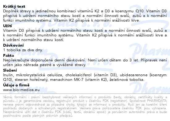 Příbalový leták - Vitamín K2+D3+Q10 Biomedica tob.60