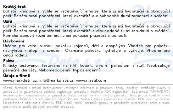 Příbalový leták - RILASTIL Xerolact PB tělový balzám 400ml