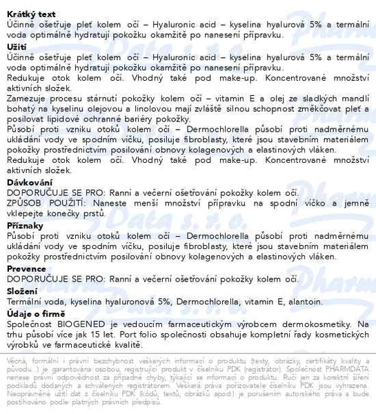 Příbalový leták - DERMEDIC H3 Oční krém 15g