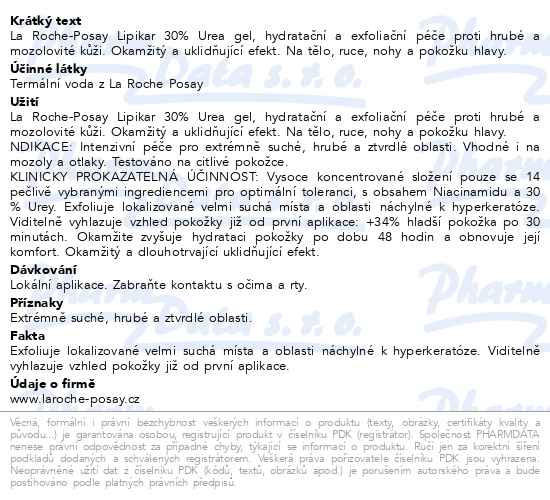 Příbalový leták - LA ROCHE-POSAY LIPIKAR 30% Urea gel 50ml