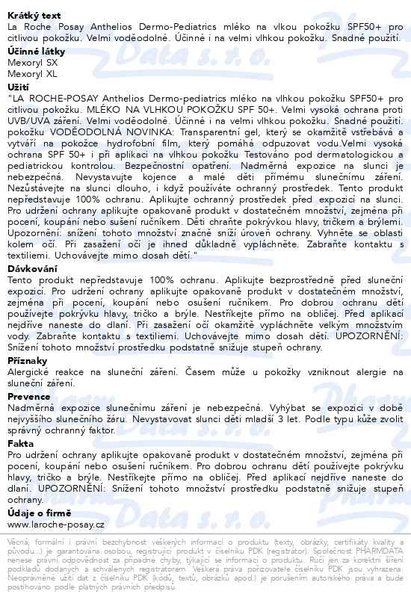 Příbalový leták - LA ROCHE ANTHELIOS mléko vlhká pokožka SPF50+200ml