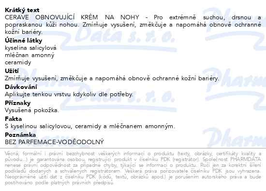 Příbalový leták - CERAVE Obnovující krém na nohy 88ml