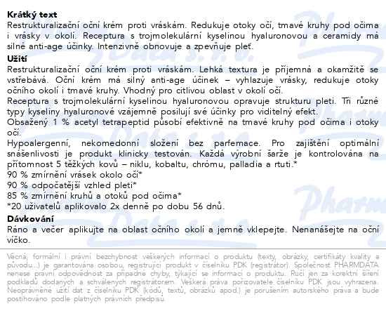 Příbalový leták - RILASTIL Hydrotenseur Restrukturalizační oční krém proti vráskám 15ml