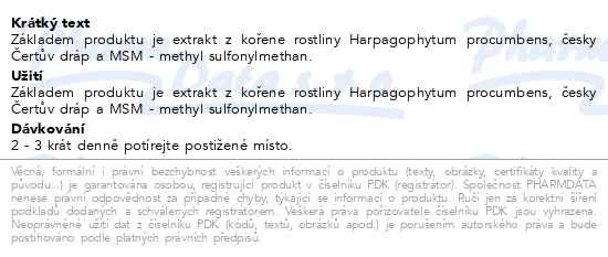 Příbalový leták - Edenpharma Čertův dráp+MSM gel 300+50g ZDARMA