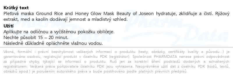 Příbalový leták - Beauty of Joseon pleťová maska 150ml