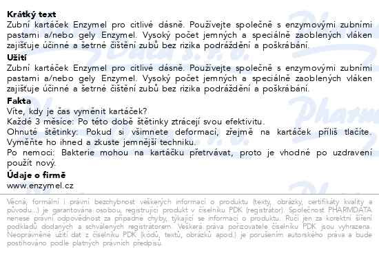 Příbalový leták - ENZYMEL zubní kartáček Soft