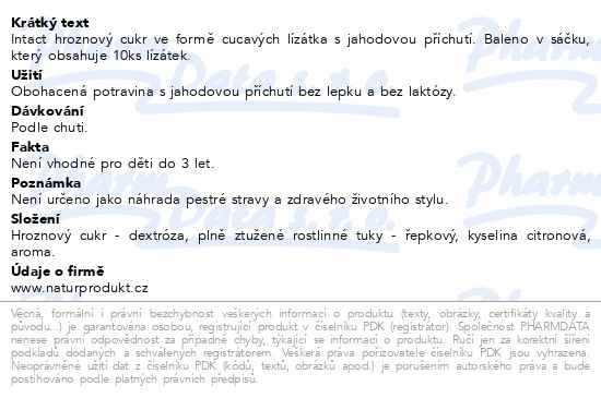 Příbalový leták - Intact hroznový cukr lízátka jahodová 10ks