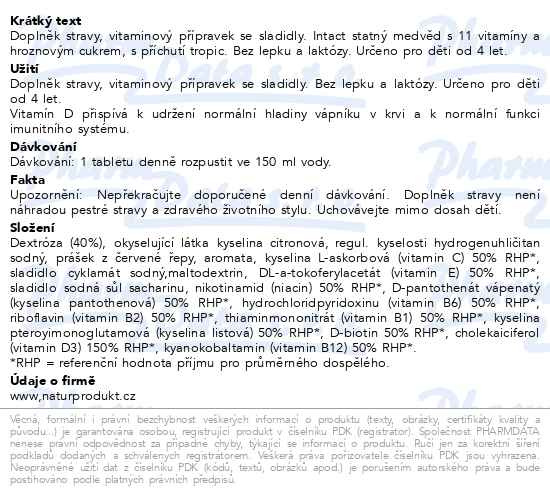Příbalový leták - Intact Statný medvěd vit.D3+multivitamin tbl.15