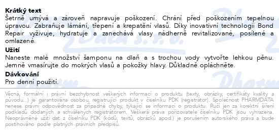 Příbalový leták - Revalid Bond Repair Shampoo 200ml