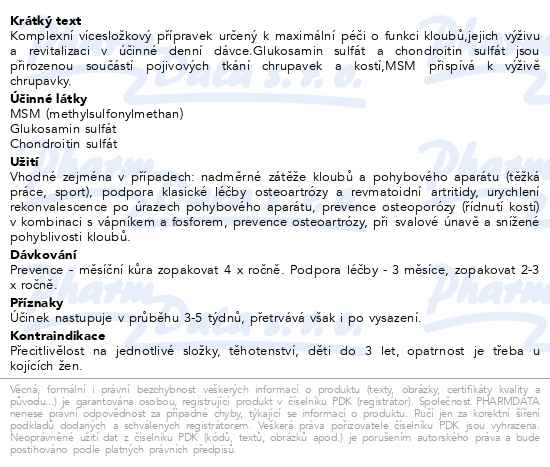 Příbalový leták - JML Kloub 3000+ tbl.62xMSM-Glukosamin+Chondroitin