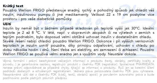 Příbalový leták - Wellion FRIGO chladící pouzdro vel.XXL