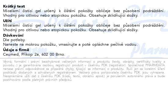 Příbalový leták - Babé Pleť Micelární čistící gel 245 ml (Micellar Gel)
