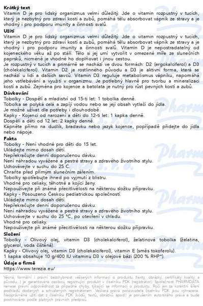 Příbalový leták - TEREZIA Vitamín D3 1000 IU tob.90+D3 400 IU 10ml