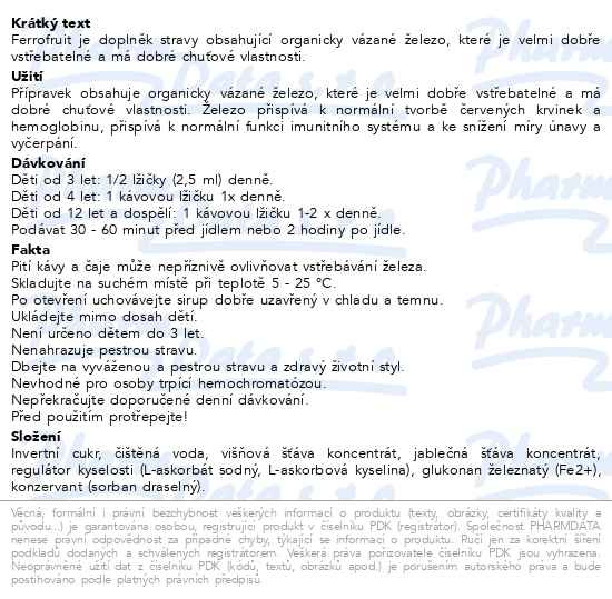 Příbalový leták - Ferrofruit 245ml Dr.Müller